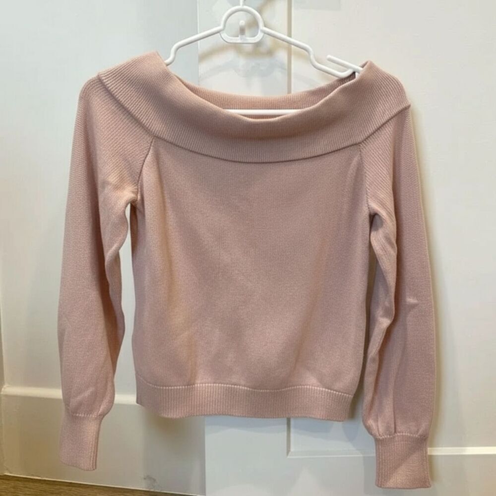 Mauve Dusty Pink Off-the-Shoulder Bardot Knit Sweater XS